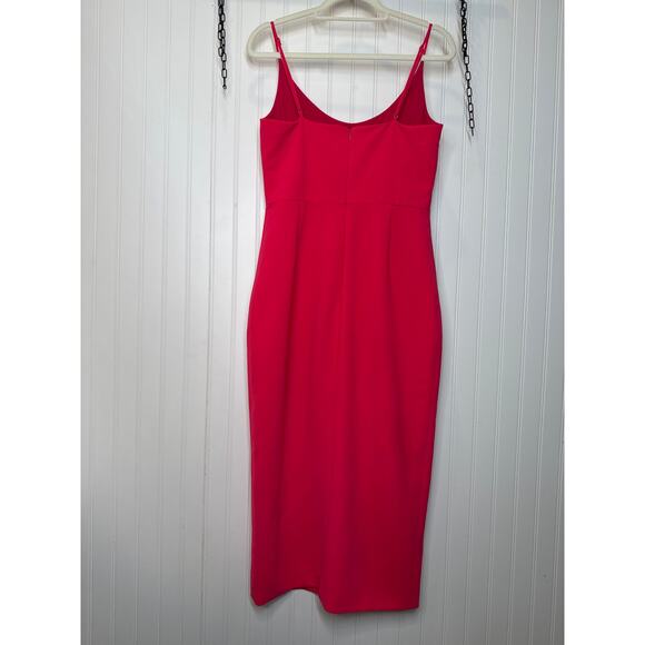 Christian Siriano Coral Slip Dress Sleeveless Bodycon Slit Crepe Party Holiday 6 - Picture 3 of 8
